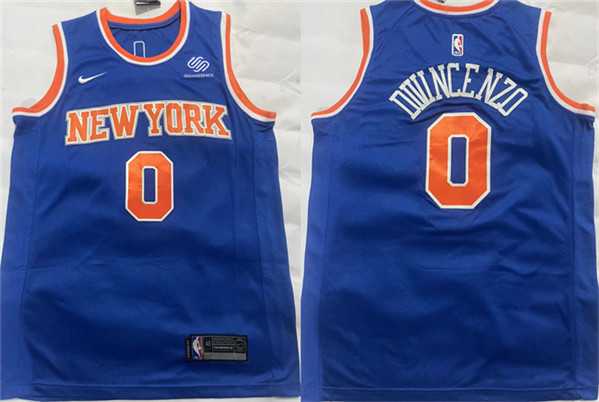 Men%27s New York Knicks #0 Donte DiVincenzo Blue Stitched Basketball Jersey